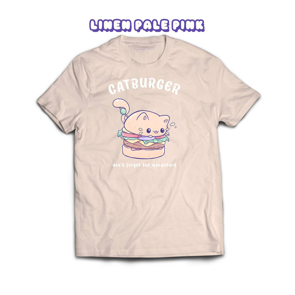 Catburger T-shirt, Linen Pale Pink 100% Ringspun Cotton T-shirt