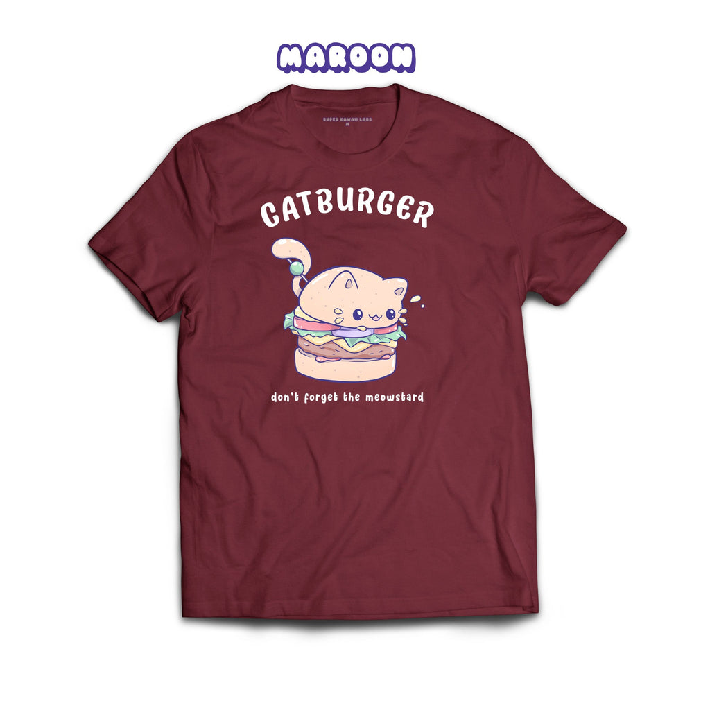 Catburger T-shirt, Maroon 100% Ringspun Cotton T-shirt