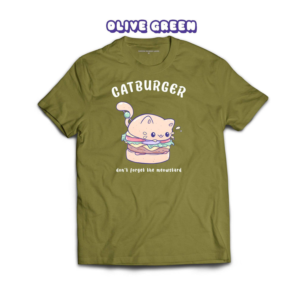 Catburger T-shirt, Olive Green 100% Ringspun Cotton T-shirt