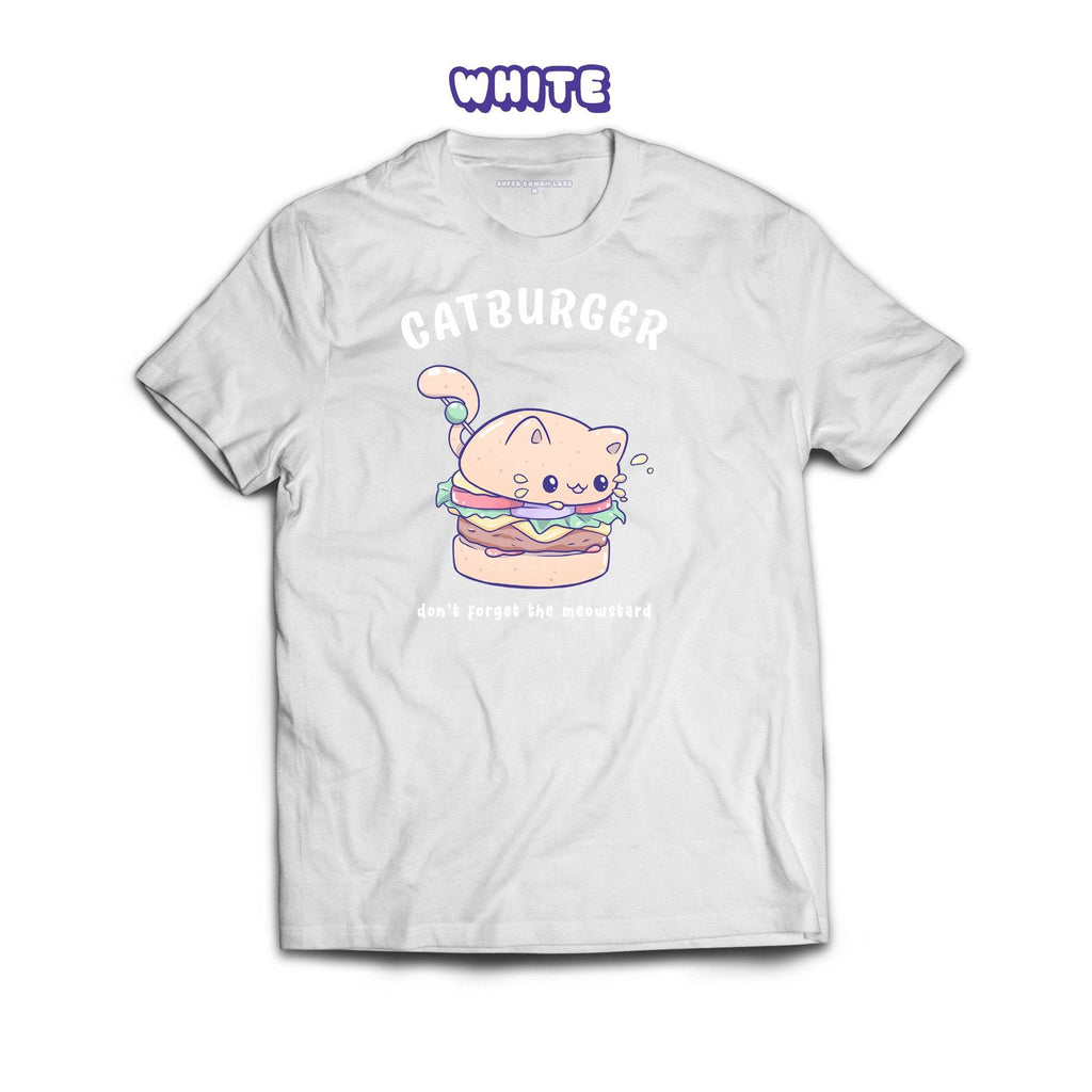 Catburger T-shirt, White 100% Ringspun Cotton T-shirt