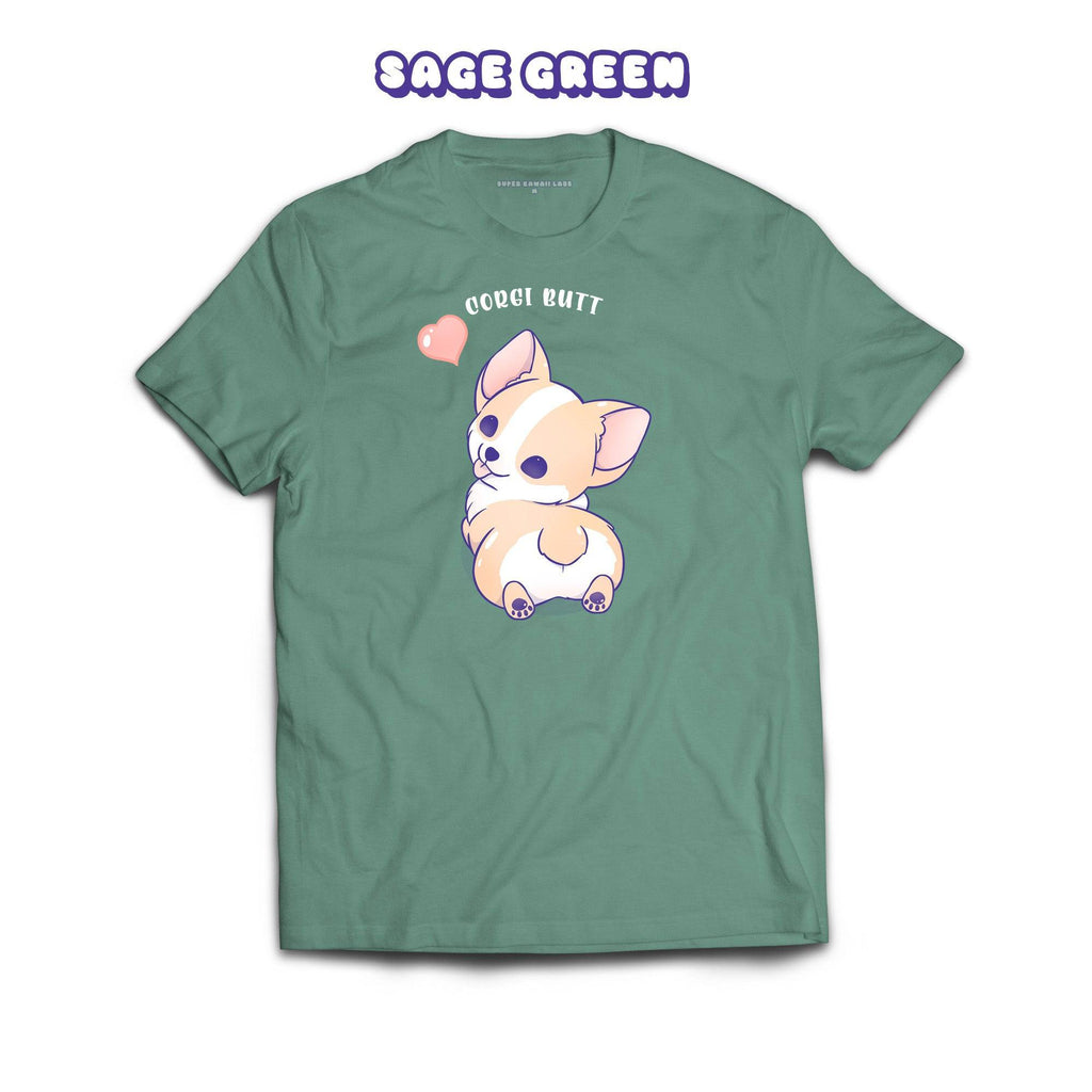 Corgi T-shirt, Sage 100% Ringspun Cotton T-shirt