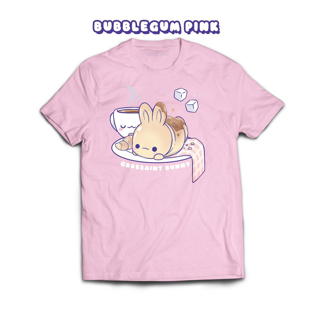 Croissant Bunny T-shirt, Bubblegum Pink 100% Ringspun Cotton T-shirt