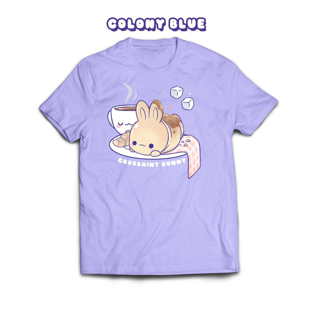 Croissant Bunny T-shirt, Colony Blue 100% Ringspun Cotton T-shirt