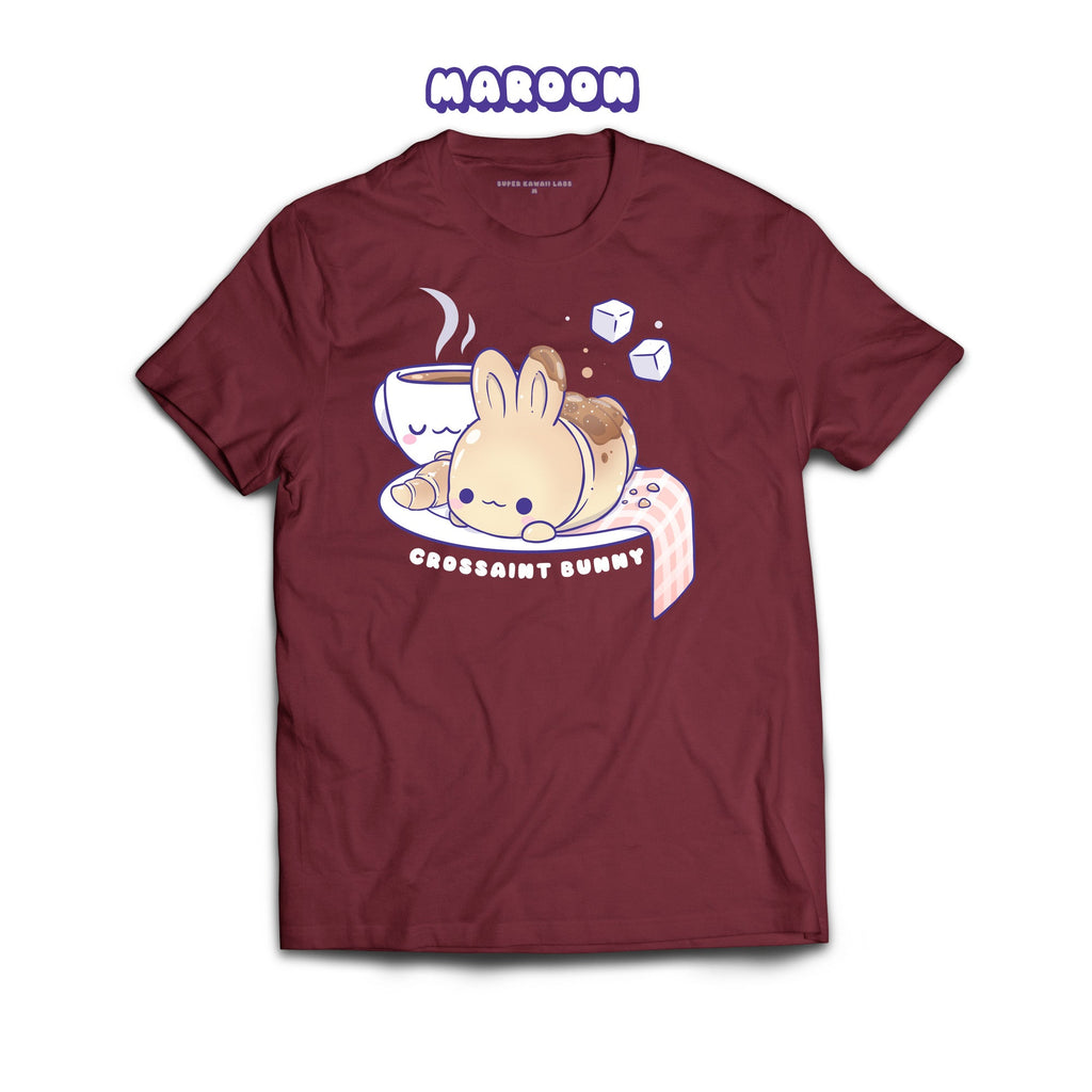 Croissant Bunny T-shirt, Maroon 100% Ringspun Cotton T-shirt