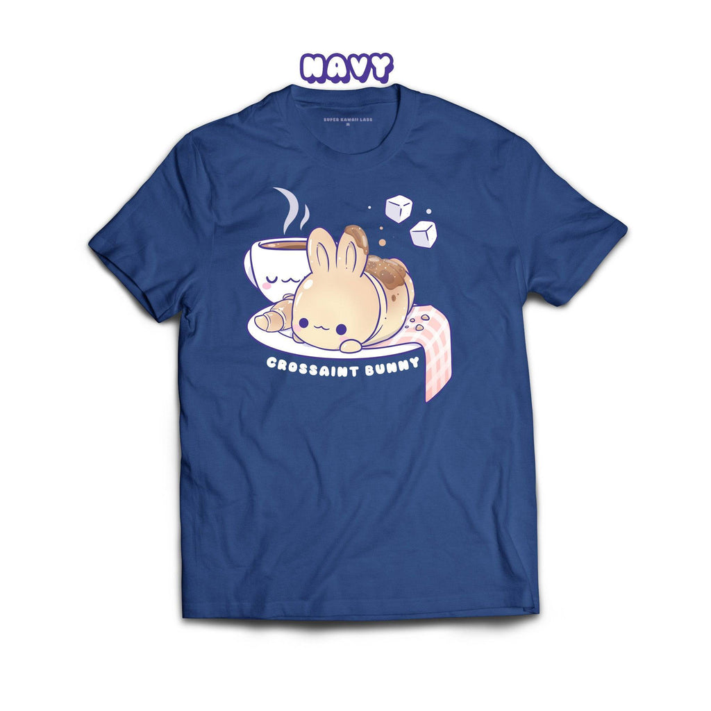 Croissant Bunny T-shirt, Navy 100% Ringspun Cotton T-shirt