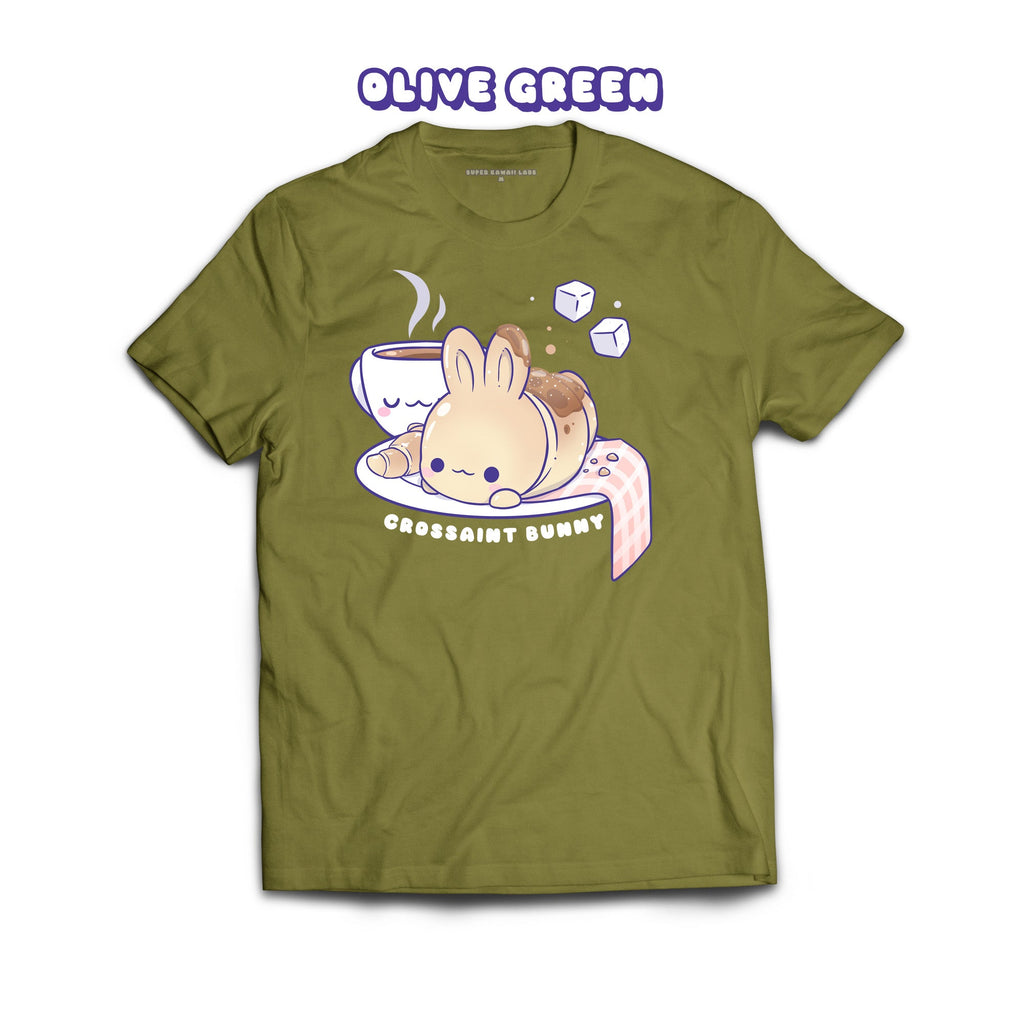 Croissant Bunny T-shirt, Olive Green 100% Ringspun Cotton T-shirt