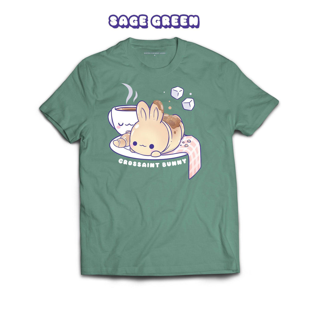 Croissant Bunny T-shirt, Sage 100% Ringspun Cotton T-shirt