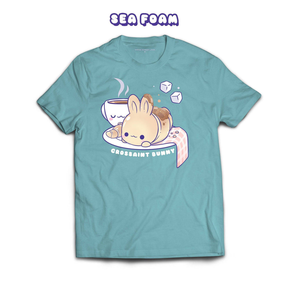 Croissant Bunny T-shirt, Sea Foam 100% Ringspun Cotton T-shirt