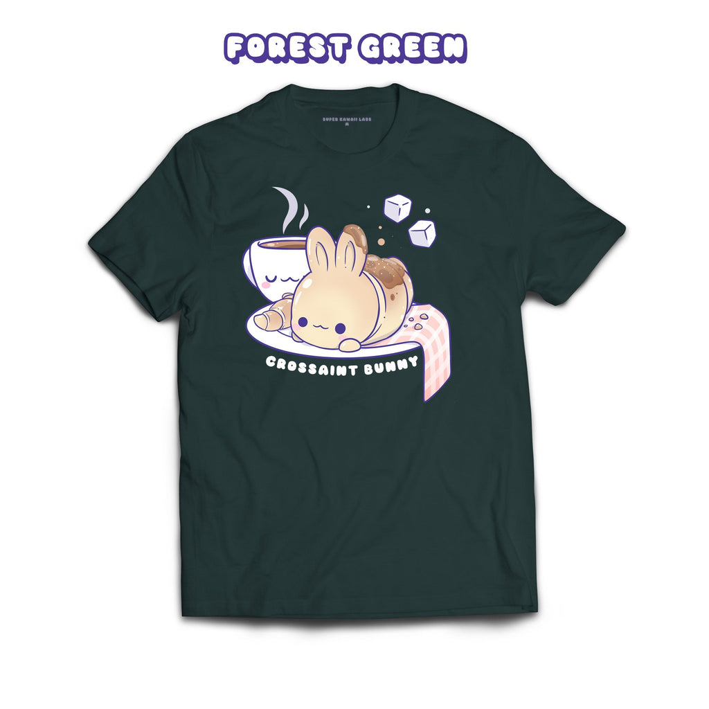 Croissant Bunny T-shirt, Forest Green 100% Ringspun Cotton T-shirt