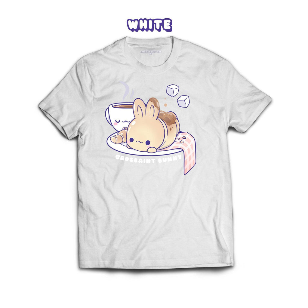 Croissant Bunny T-shirt, White 100% Ringspun Cotton T-shirt