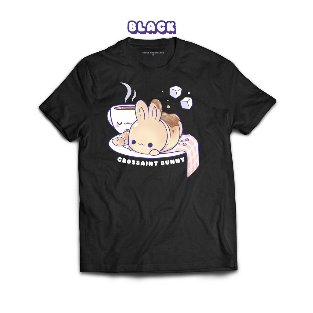 Croissant Bunny T-shirt, Black 100% Ringspun Cotton T-shirt