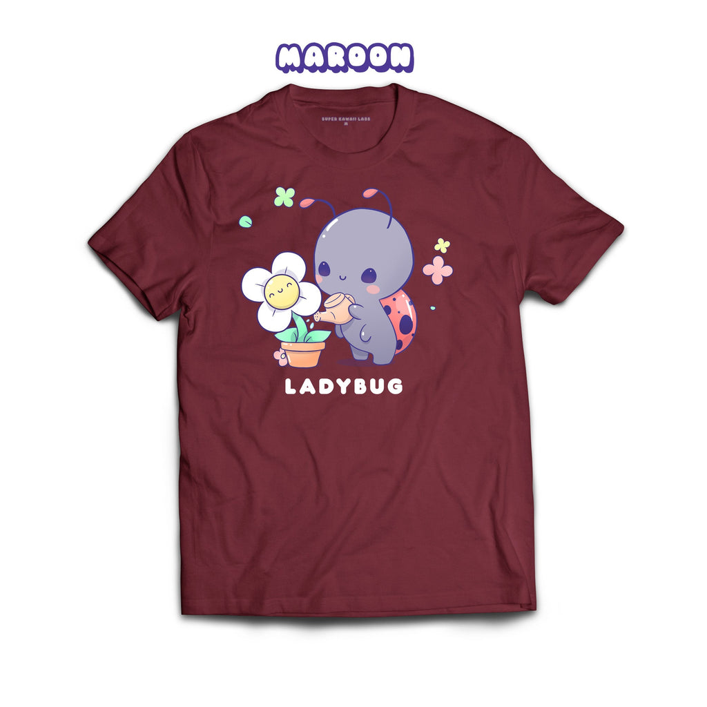 Ladybug T-shirt, Maroon 100% Ringspun Cotton T-shirt