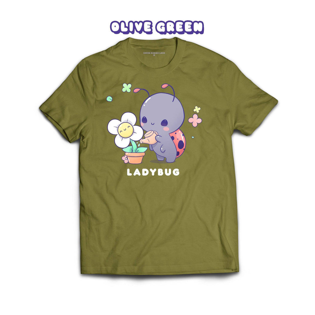 Ladybug T-shirt, Olive Green 100% Ringspun Cotton T-shirt