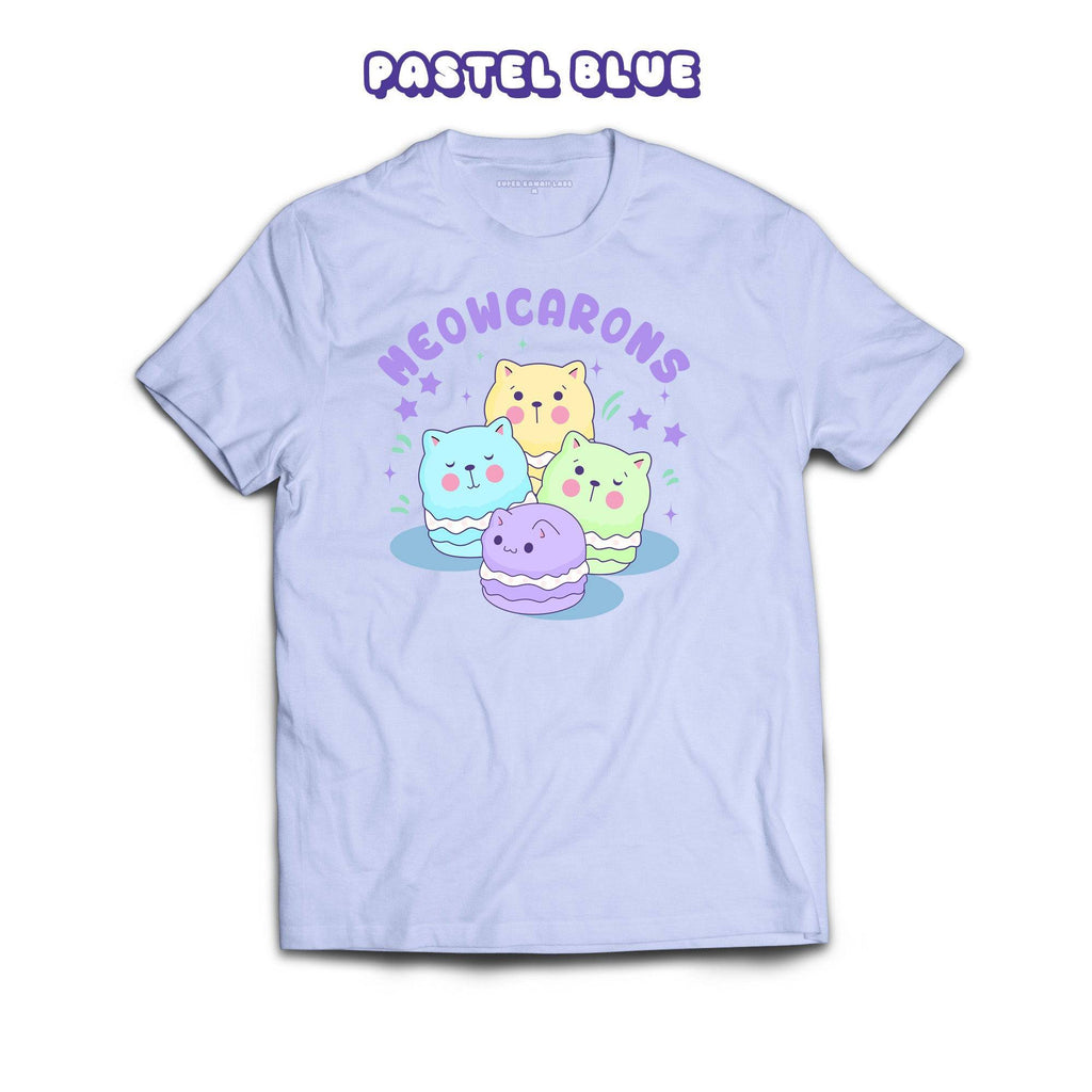 Meowcaroons2 T-shirt, Dusty Blue 100% Ringspun Cotton T-shirt