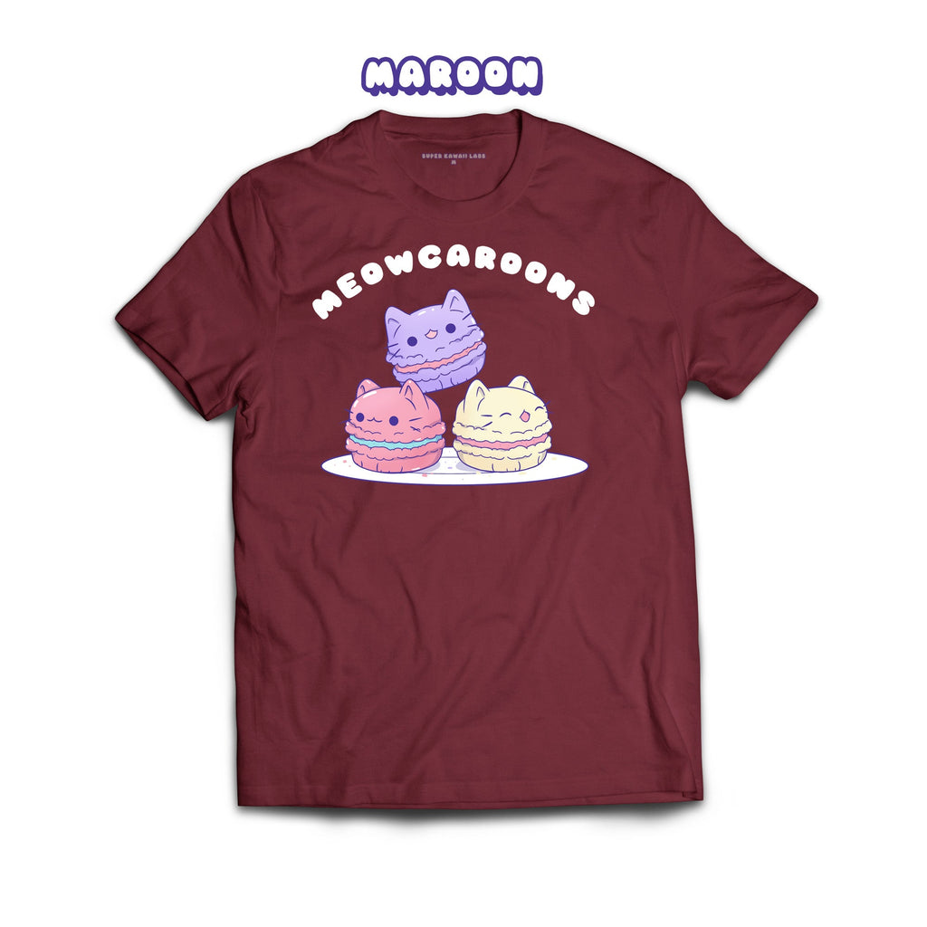 Mewocaroons T-shirt, Maroon 100% Ringspun Cotton T-shirt