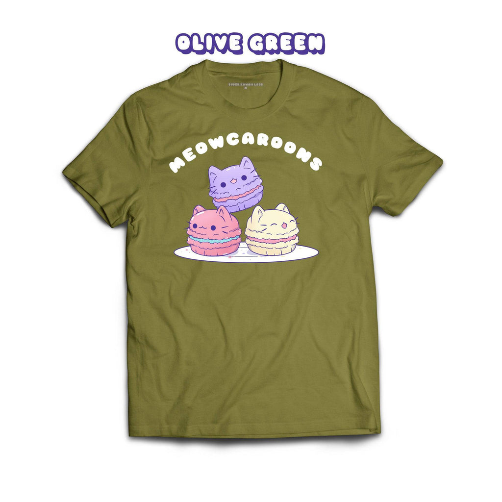 Mewocaroons T-shirt, Olive Green 100% Ringspun Cotton T-shirt