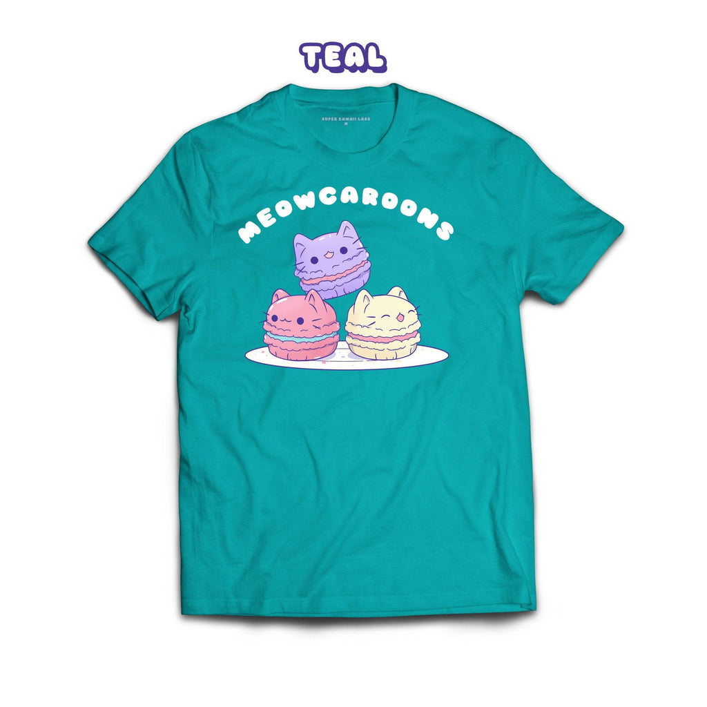 Mewocaroons T-shirt, Teal 100% Ringspun Cotton T-shirt