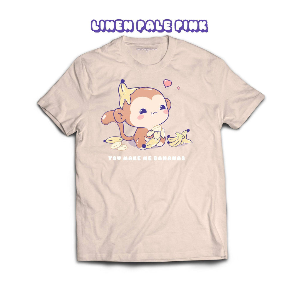 Monkey T-shirt, Linen Pale Pink 100% Ringspun Cotton T-shirt