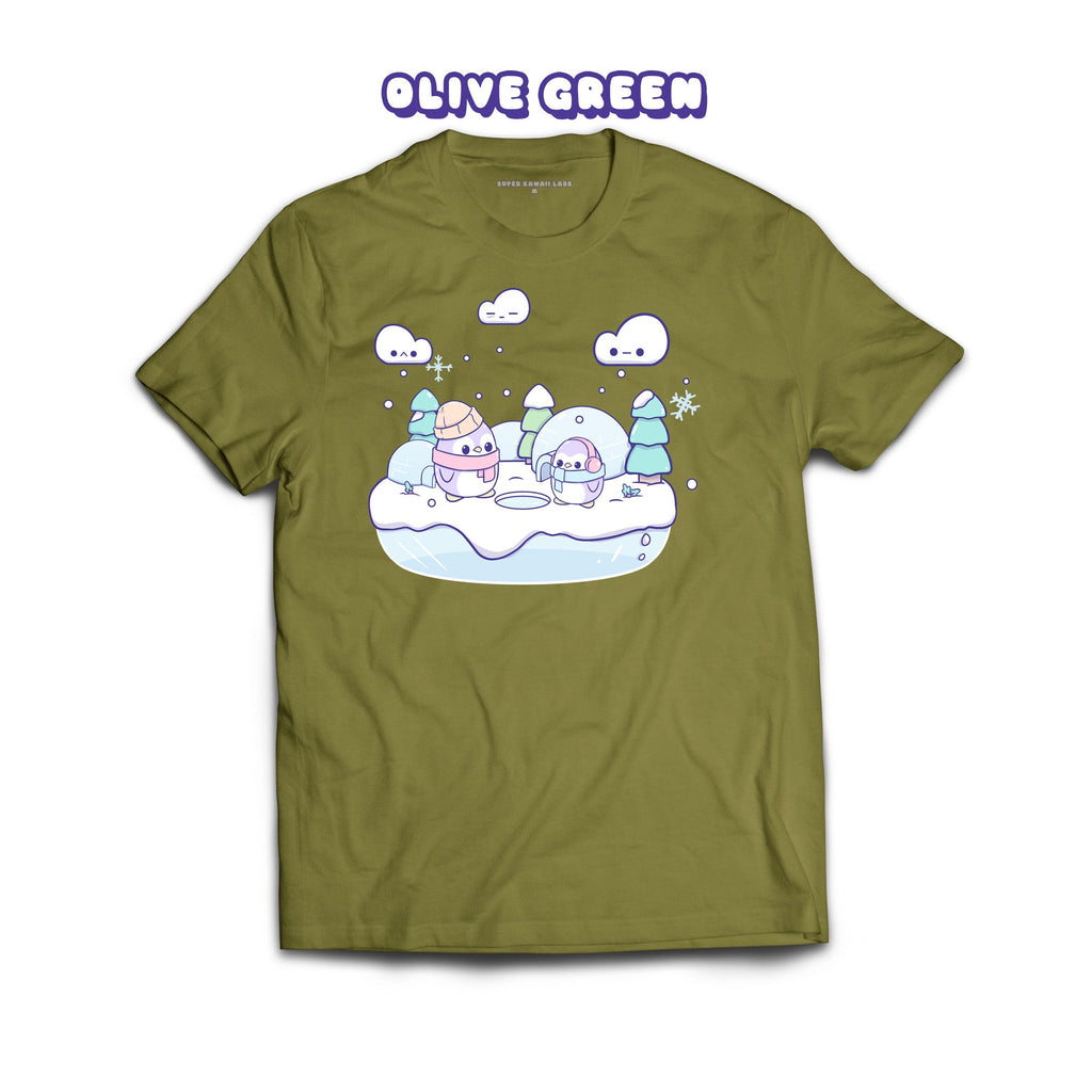 Penguins T-shirt, Olive Green 100% Ringspun Cotton T-shirt