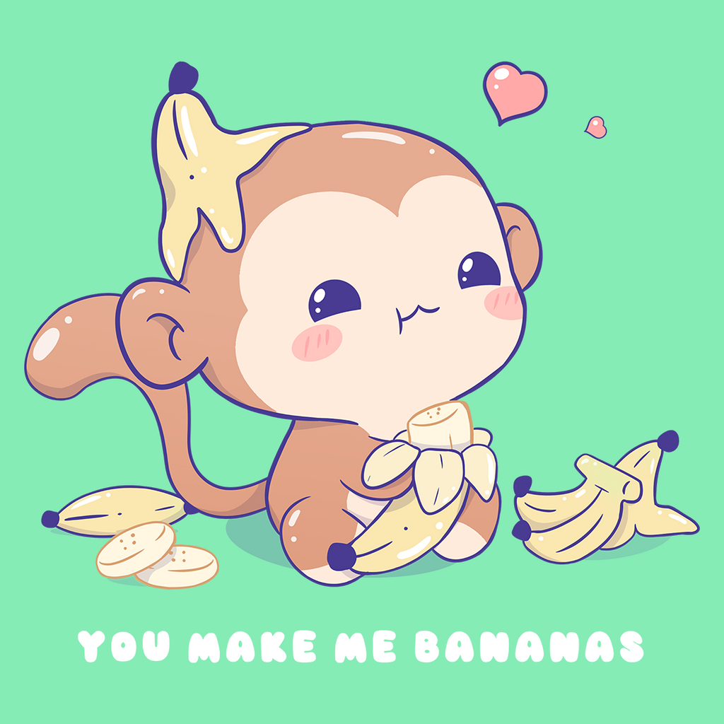Kawaii Monkey Eating a Banana