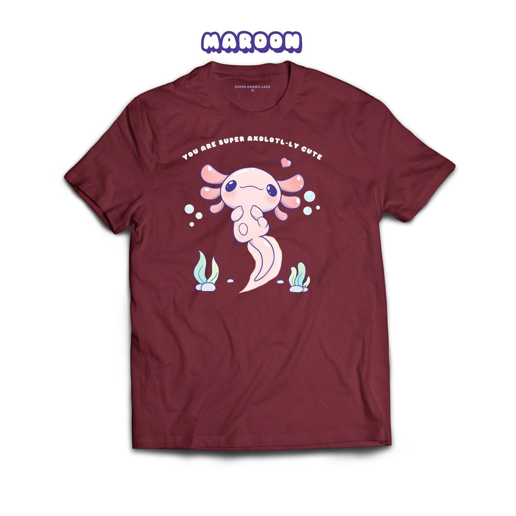 Axolotl T-shirt, Maroon 100% Ringspun Cotton T-shirt