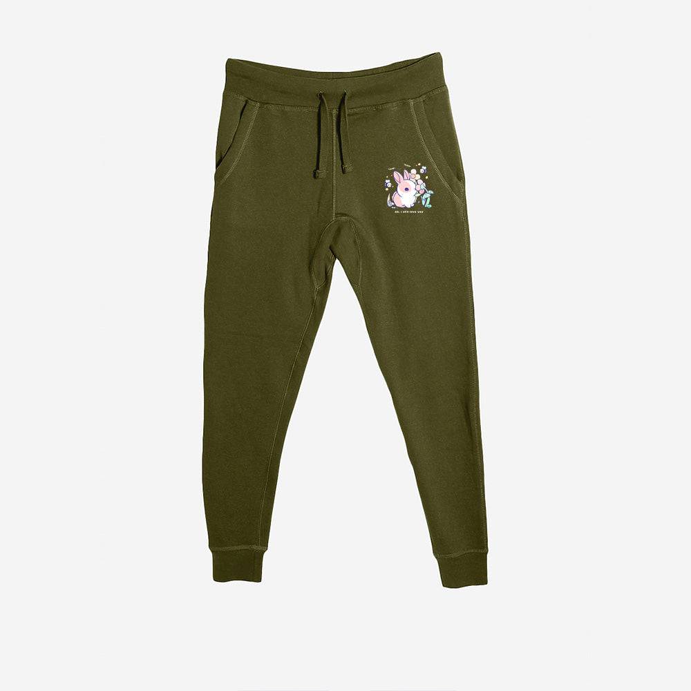 Army Green BunnySniff Premium Fleece Sweatpants