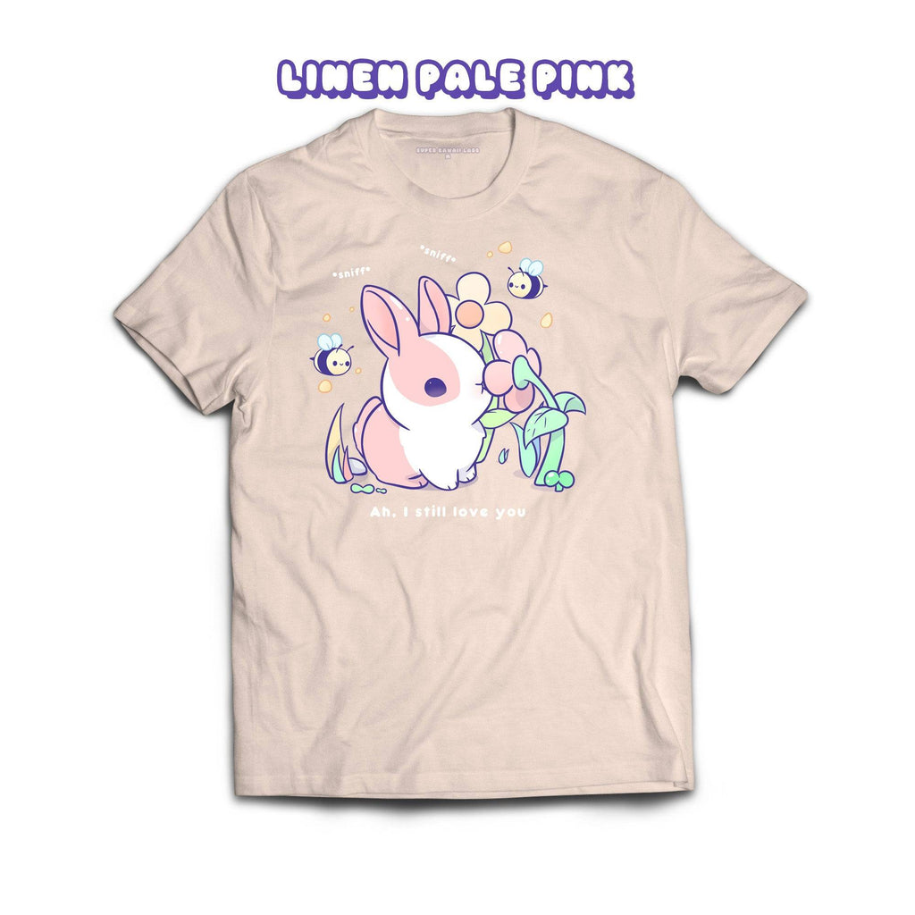 BunnySniff T-shirt, Linen Pale Pink 100% Ringspun Cotton T-shirt