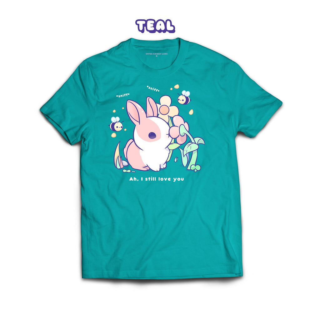 BunnySniff T-shirt, Teal 100% Ringspun Cotton T-shirt