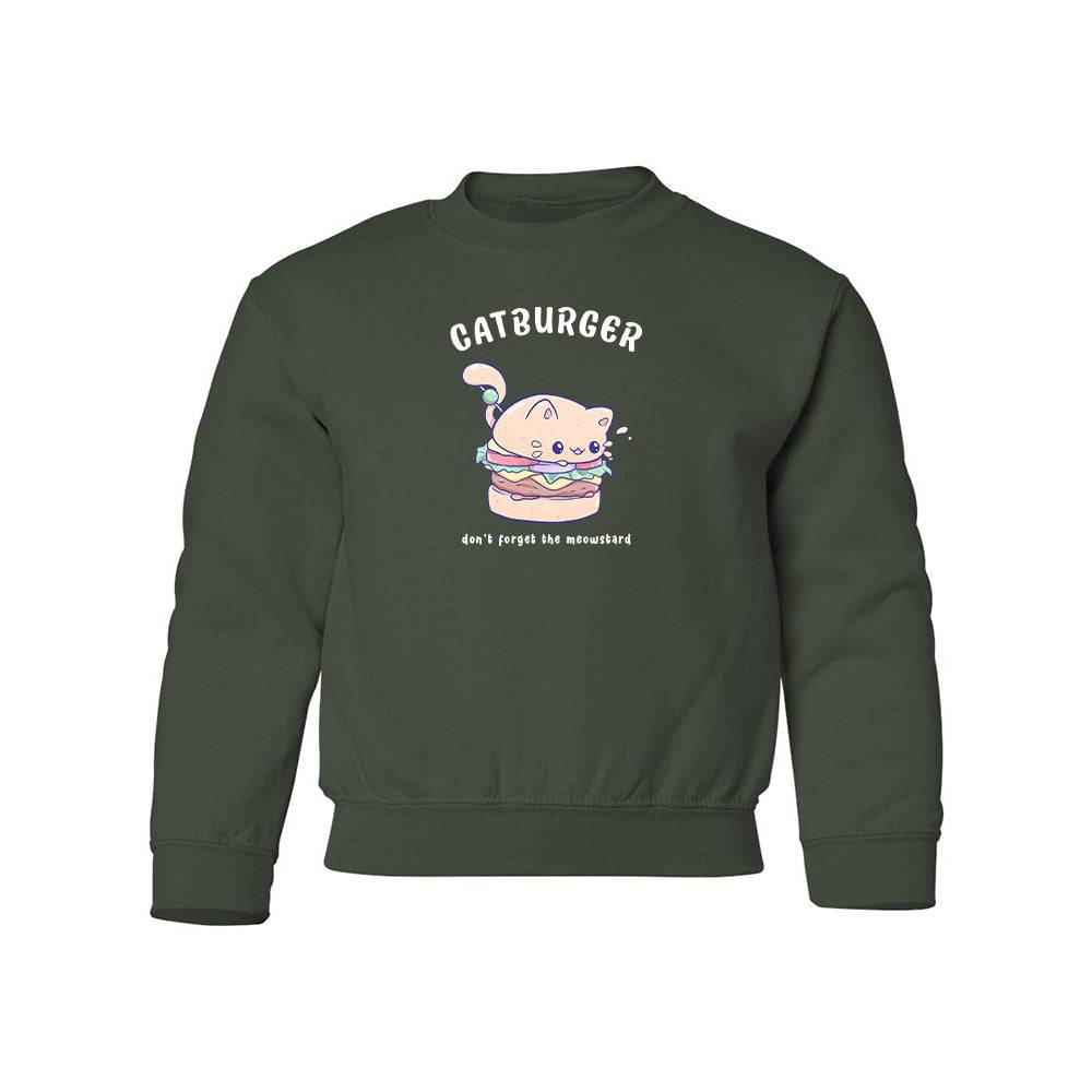 Forest Green Catburger Youth Sweater