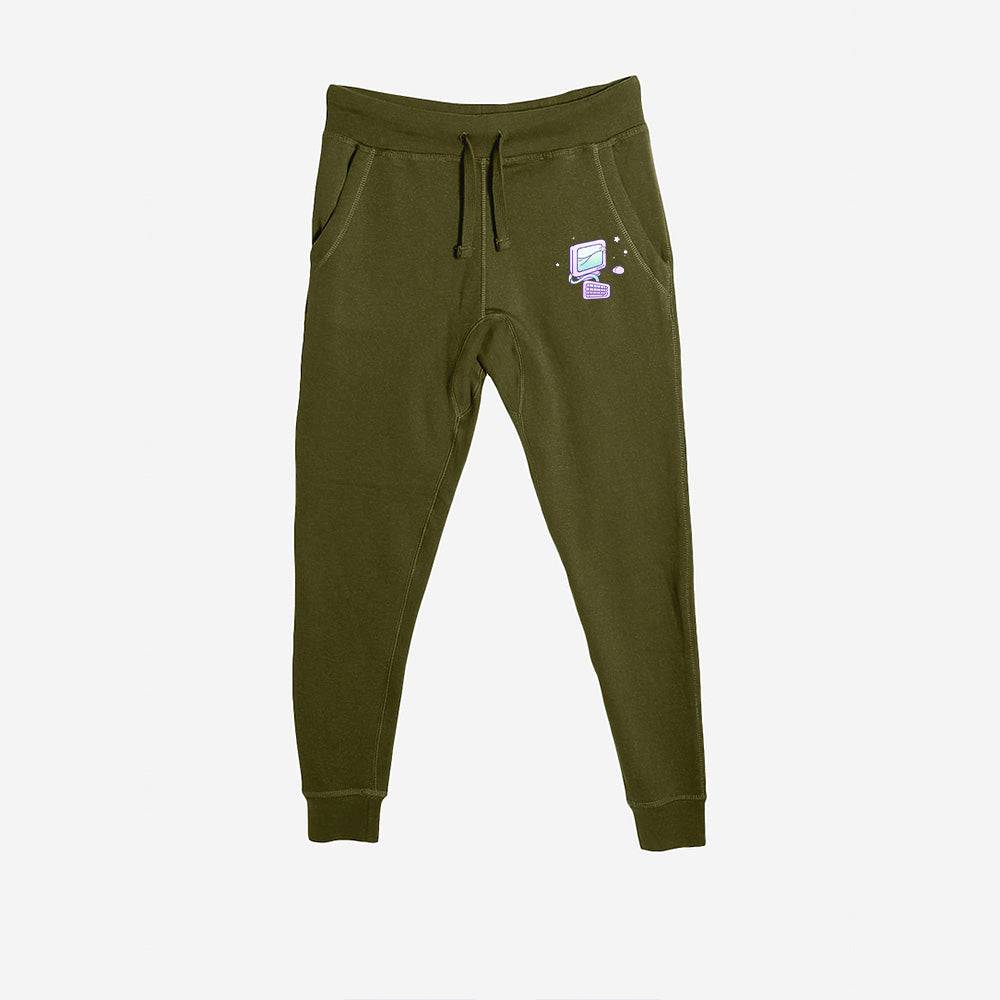 Army Green Computer Premium Fleece Sweatpants