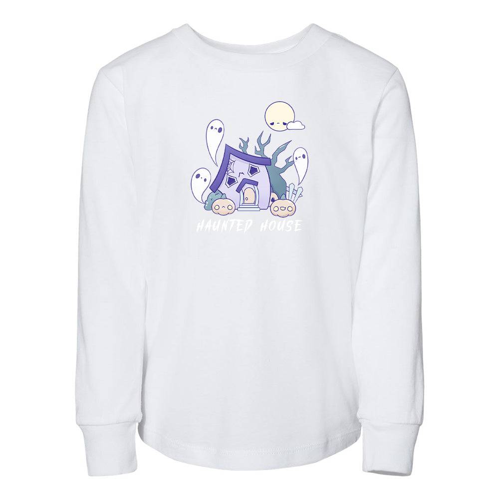 White HauntedHouse Toddler Longsleeve Sweatshirt