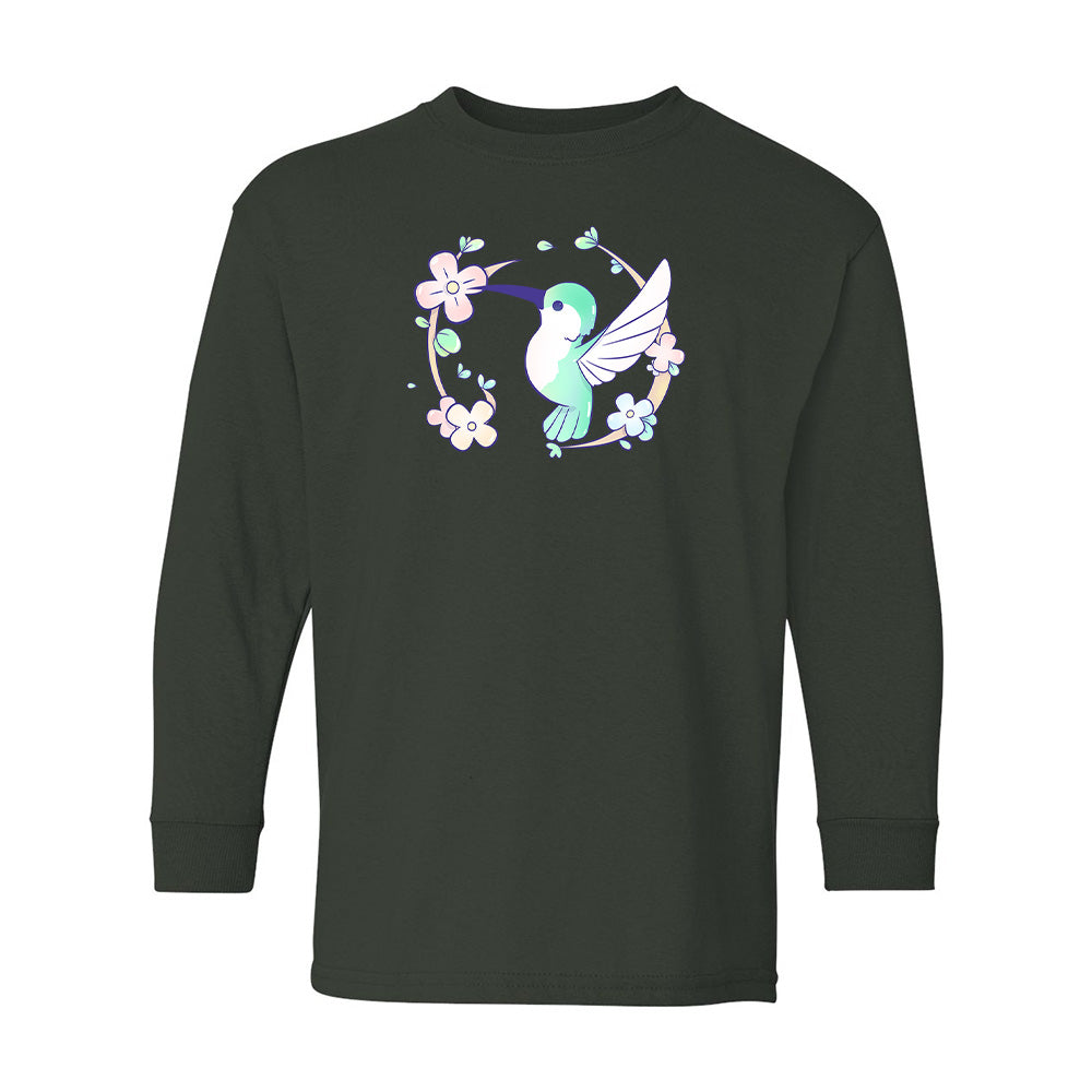 Forest Green Hummingbird Youth Longsleeve Shirt