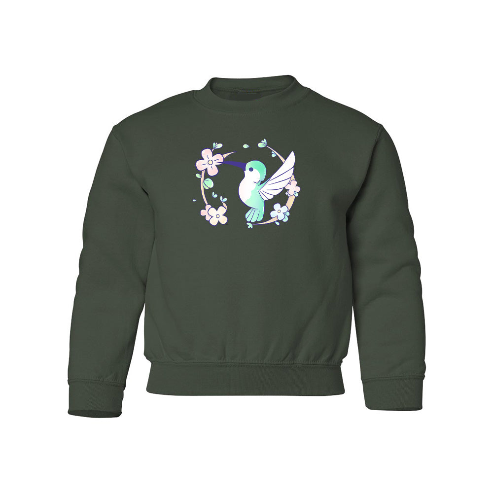 Forest Green Hummingbird Youth Sweater