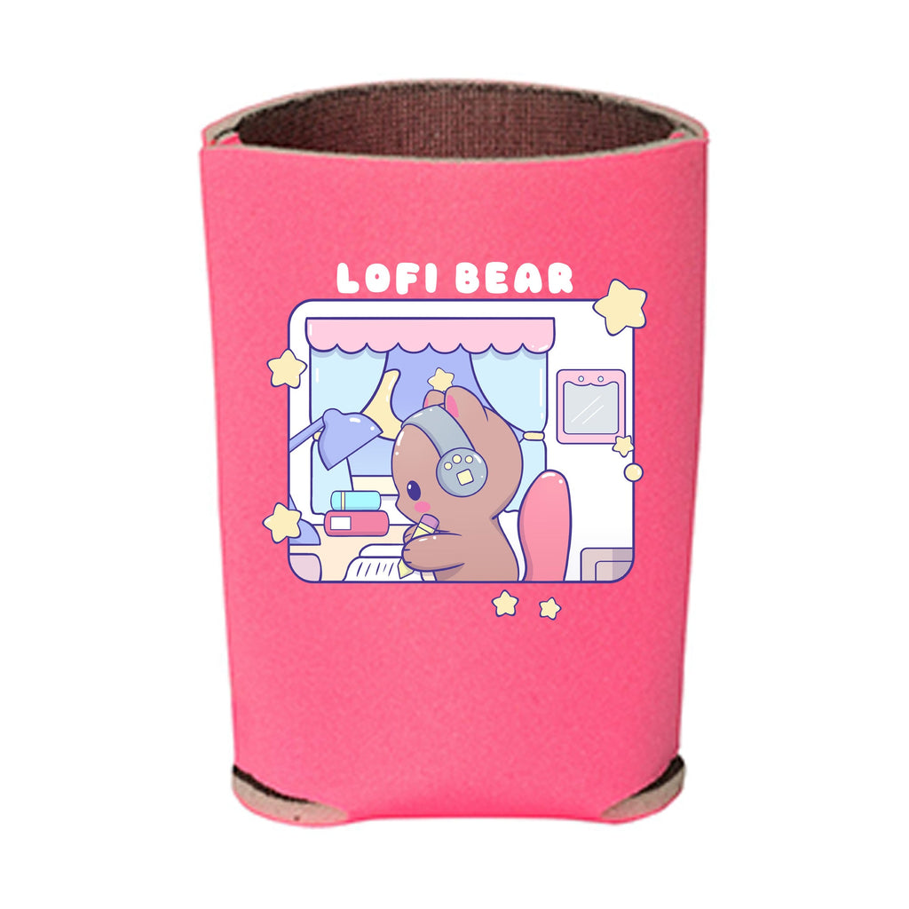 Kawaii Pink Lofi Bear Beverage Holder