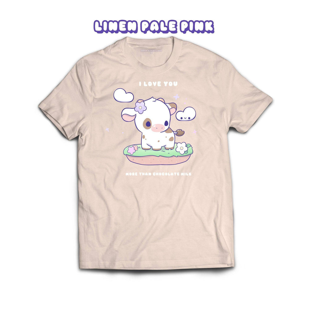 Chocolate Cow T-shirt, Linen Pale Pink 100% Ringspun Cotton T-shirt