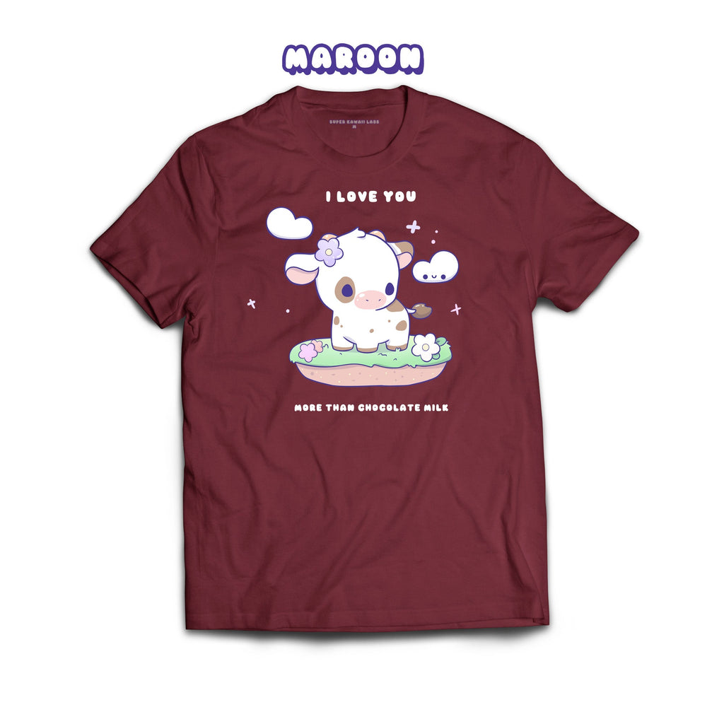 Chocolate Cow T-shirt, Maroon 100% Ringspun Cotton T-shirt
