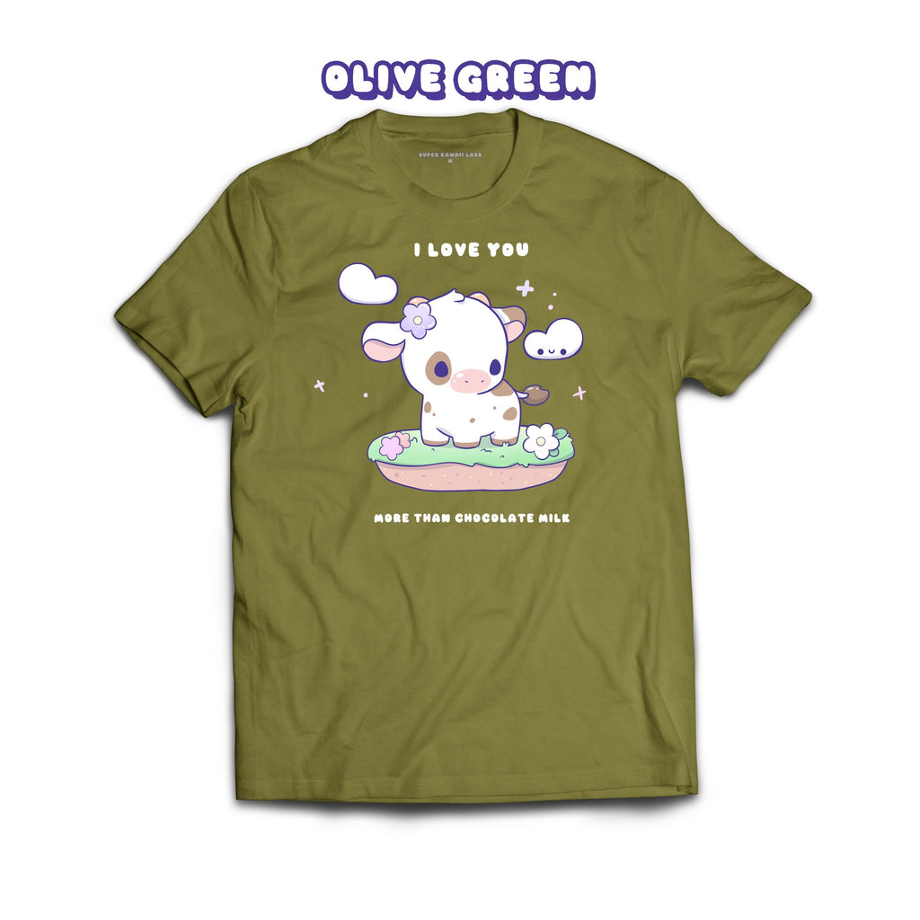 Chocolate Cow T-shirt, Olive Green 100% Ringspun Cotton T-shirt