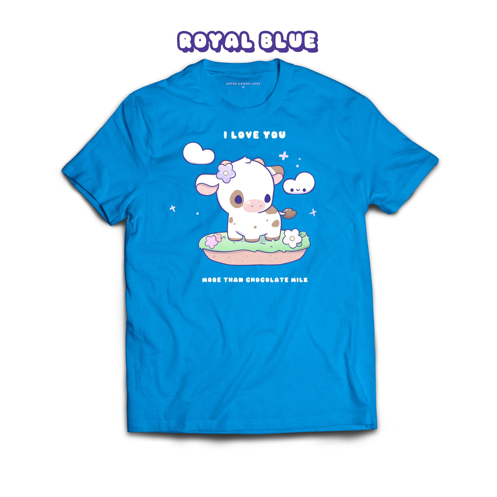 Chocolate Cow T-shirt, Royal Blue 100% Ringspun Cotton T-shirt