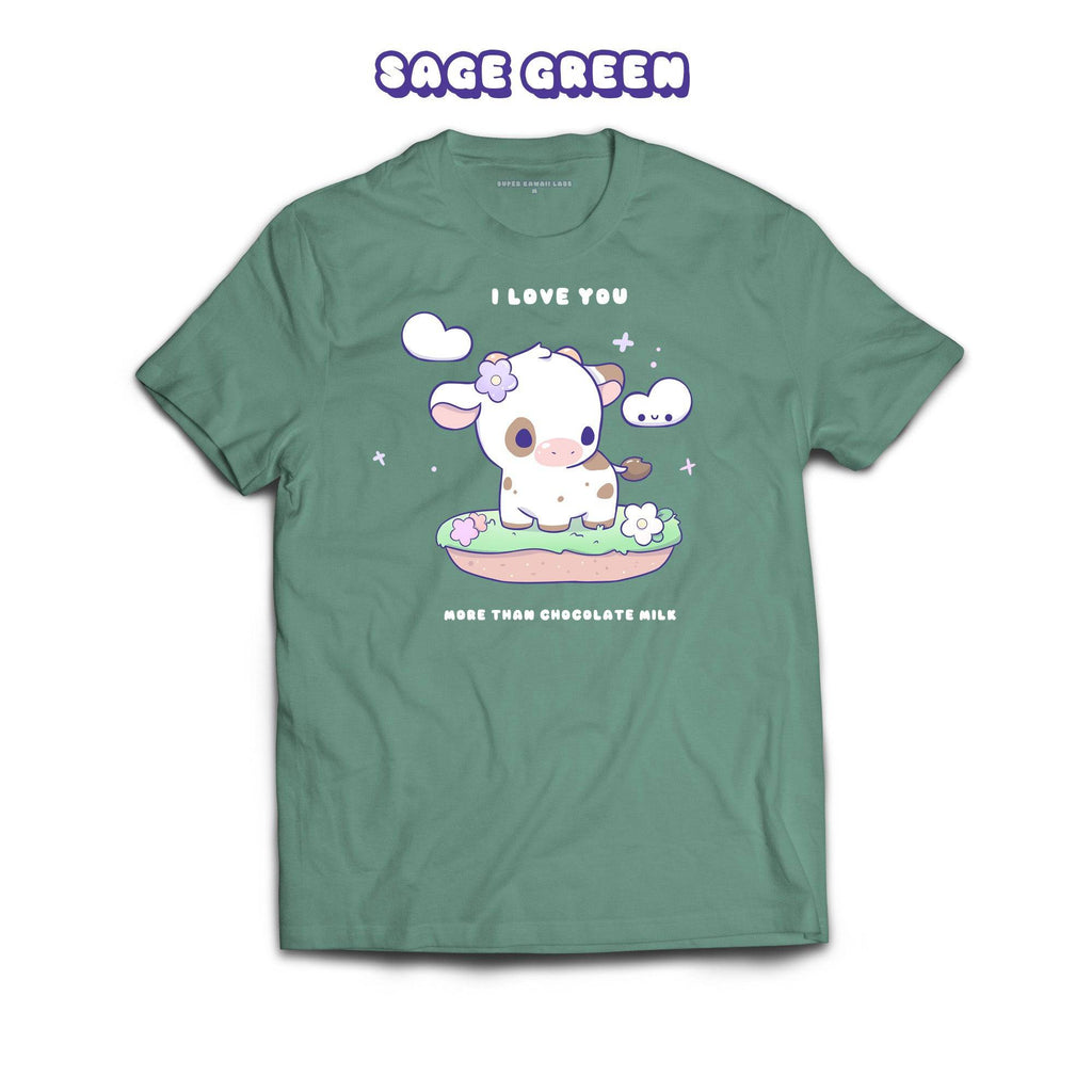 Chocolate Cow T-shirt, Sage 100% Ringspun Cotton T-shirt