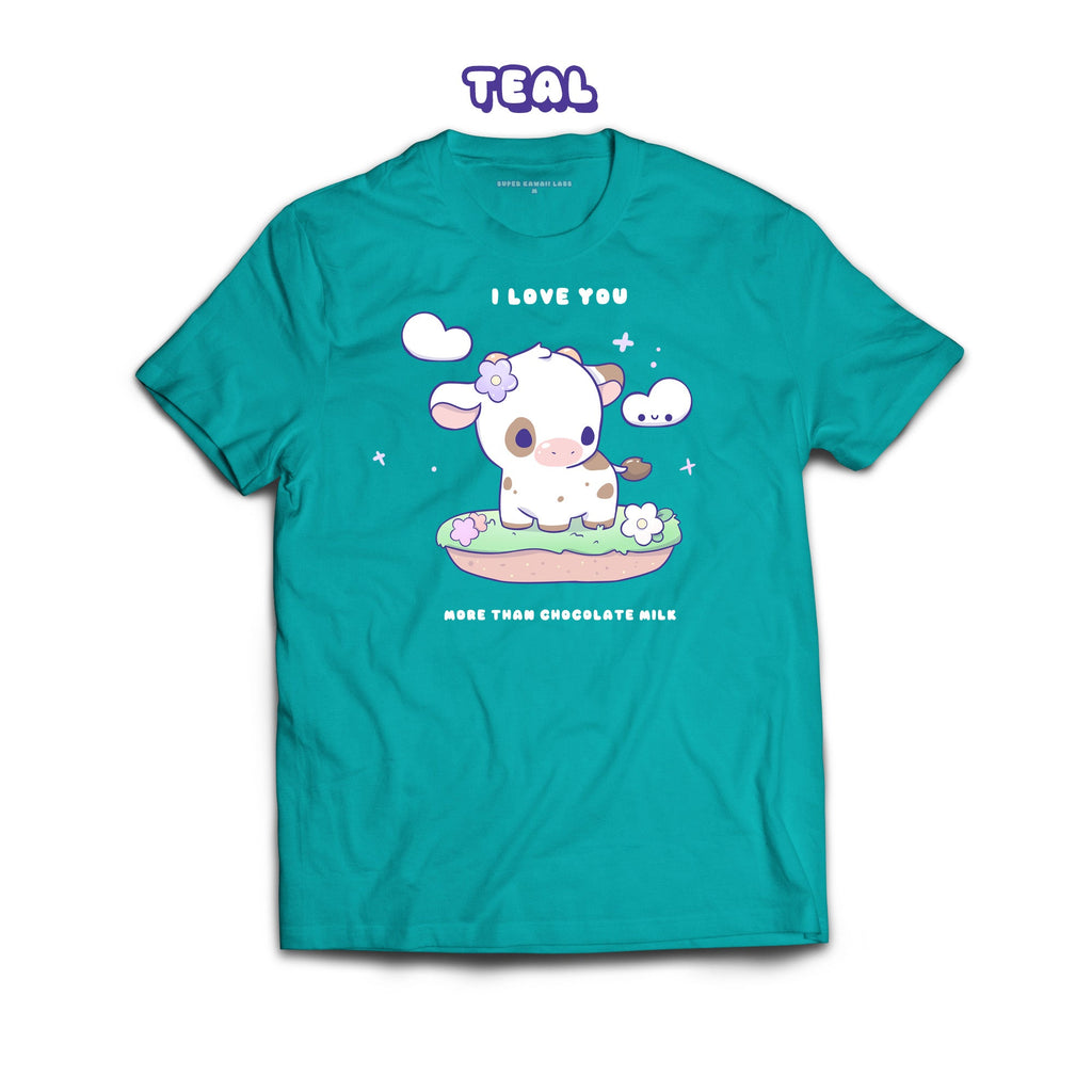 Chocolate Cow T-shirt, Teal 100% Ringspun Cotton T-shirt